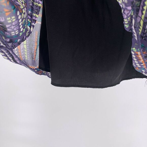 Strapless Ruffle Purple Patterned Neon Mini Dress - Picture 6 of 6